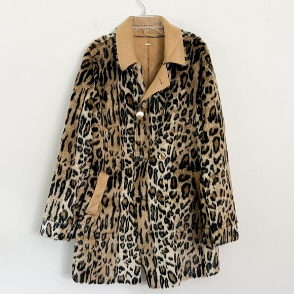 Guess // Faux Leopard Print Fur Jacket Coat M - Picture 1 of 7